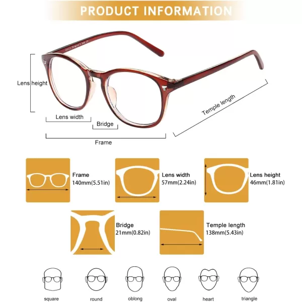 DUCO Blue Light Blocking Computer Reading Eyewear GlassesUV Protection DC5206Dark Brown