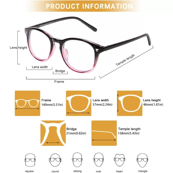 DUCO Blue Light Blocking Computer Reading Eyewear GlassesUV Protection DC5206Gradient Purple