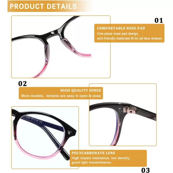 DUCO Blue Light Blocking Computer Reading Eyewear GlassesUV Protection DC5206Gradient Purple