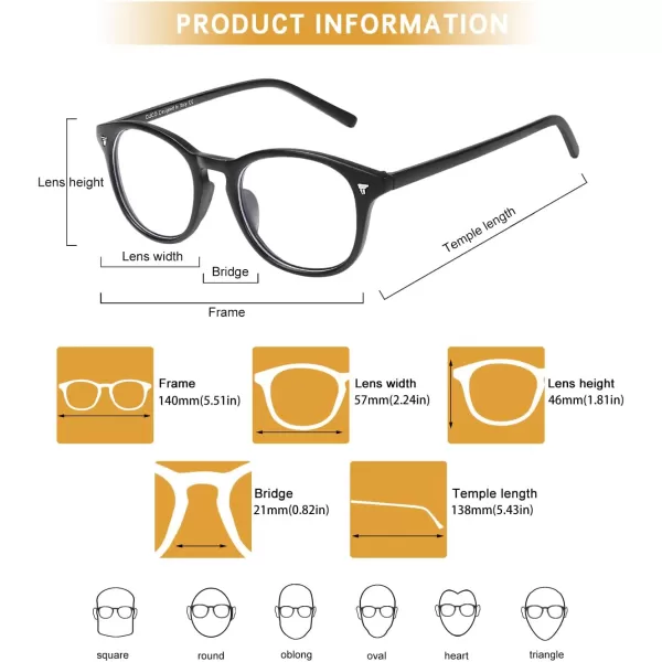 DUCO Blue Light Blocking Computer Reading Eyewear GlassesUV Protection DC5206Matte Black