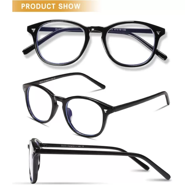 DUCO Blue Light Blocking Computer Reading Eyewear GlassesUV Protection DC5206Shine Black