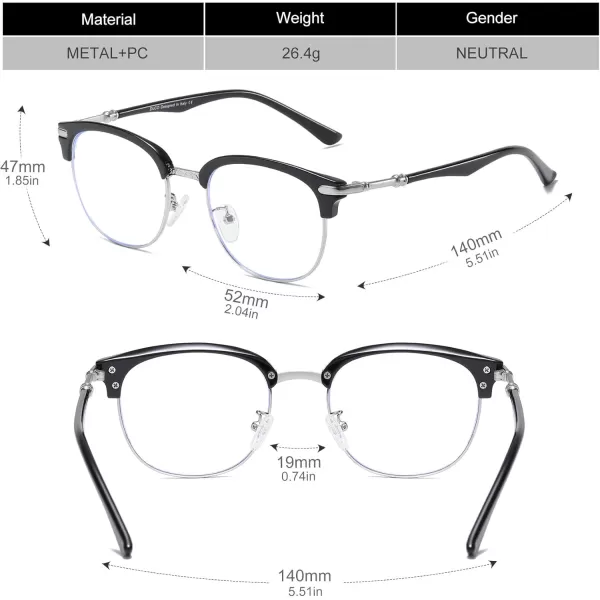 DUCO Blue Light Blocking Glasses Lightweight Eyeglasses Filter Computer Gaming Glasses W009Black