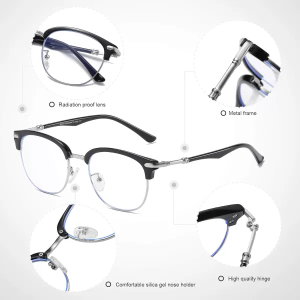 DUCO Blue Light Blocking Glasses Lightweight Eyeglasses Filter Computer Gaming Glasses W009Black