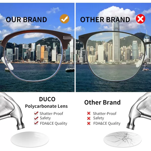 DUCO Blue Light Blocking Glasses Lightweight Eyeglasses Filter Computer Gaming Glasses W009Brown