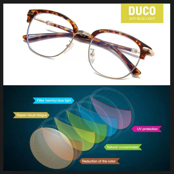 DUCO Blue Light Blocking Glasses Lightweight Eyeglasses Filter Computer Gaming Glasses W009Tortoise