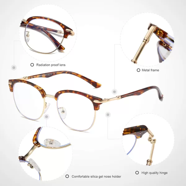 DUCO Blue Light Blocking Glasses Lightweight Eyeglasses Filter Computer Gaming Glasses W009Tortoise