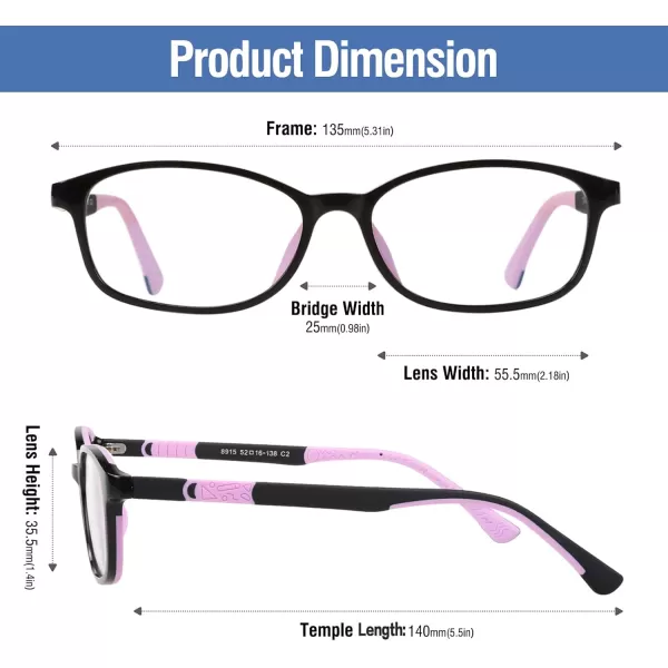 DUCO Blue Light Glasses for Kids Boys Girls Blue Ray Blocking Glasses Cute Computer Gaming TV Glasses for Children K015Black Purple