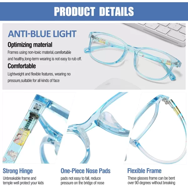 DUCO Blue Light Glasses for Kids Girls BoysGaming Computer TV Phone Fake Glasses for Kids Age 610Anti Bluelight ampamp UV K023Blue