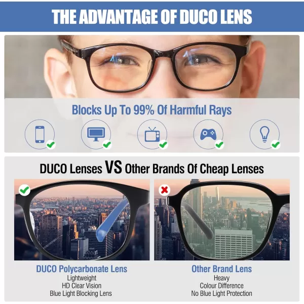 DUCO Blue Light Glasses for Kids Girls BoysGaming Computer TV Phone Fake Glasses for Kids Age 610Anti Bluelight ampamp UV K023Blue