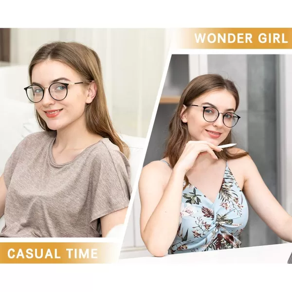 DUCO Blue Light Glasses for Women Men Blue Ray Blocking Glasses Computer Glasses for Teens Retro Round Eyeglasses W013Black