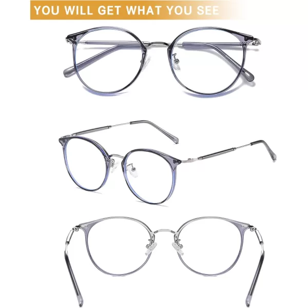 DUCO Blue Light Glasses for Women Men Blue Ray Blocking Glasses Computer Glasses for Teens Retro Round Eyeglasses W013Gunmetal