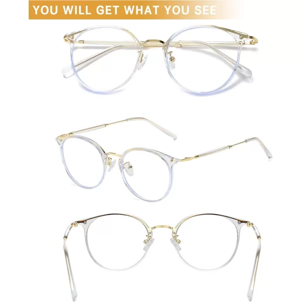 DUCO Blue Light Glasses for Women Men Blue Ray Blocking Glasses Computer Glasses for Teens Retro Round Eyeglasses W013Transparent