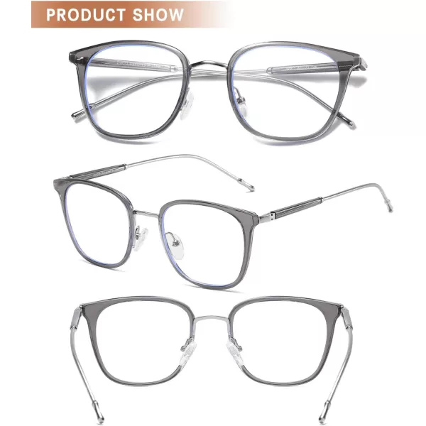 DUCO Blue Light Glasses for Women Men Blue Ray Blocking Glasses Computer Glasses for Teens Retro Round Eyeglasses W013W011transparent Grey