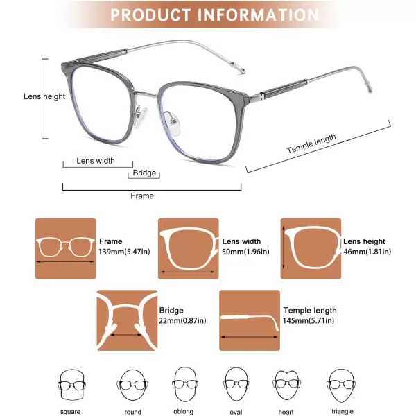 DUCO Blue Light Glasses for Women Men Blue Ray Blocking Glasses Computer Glasses for Teens Retro Round Eyeglasses W013W011transparent Grey