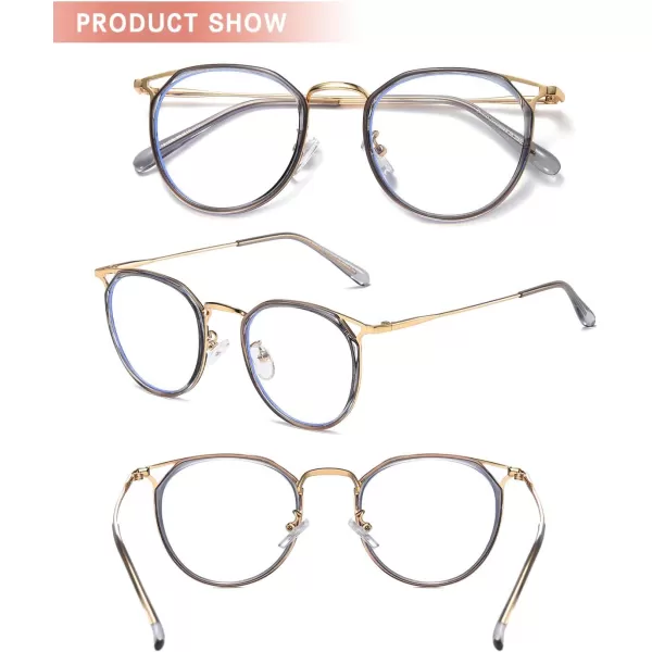 DUCO Blue Light Glasses for Women Men Blue Ray Blocking Glasses Computer Glasses for Teens Retro Round Eyeglasses W013W012gunmetal