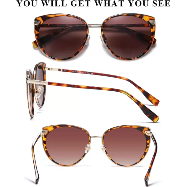 DUCO Cat Eye Sunglasses for Women Retro Polarized Womens Sun Glasses 90s Vintage Shades UV Protection DC1222Tortoise Frame Brown Lens