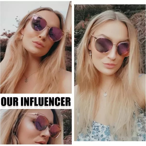 DUCO Cat Eye Sunglasses for Women Retro Polarized Womens Sun Glasses 90s Vintage Shades UV Protection DC1222Transparent Brown Frame Brown Lens