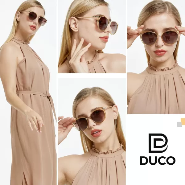 DUCO Cat Eye Sunglasses for Women Retro Polarized Womens Sun Glasses 90s Vintage Shades UV Protection DC1222Transparent Brown Frame Brown Lens