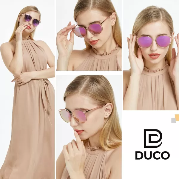 DUCO Cat Eye Sunglasses for Women Retro Polarized Womens Sun Glasses 90s Vintage Shades UV Protection DC1222Transparent Pink Frame Pink Lens