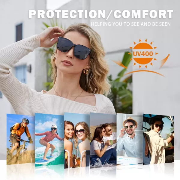 DUCO Fit Over Glasses Wraparound Retro Round Frame Wear Over Polarized Sunglasses for Men Women UV400 Protection DC8962Tortoise Frame Grey Lens