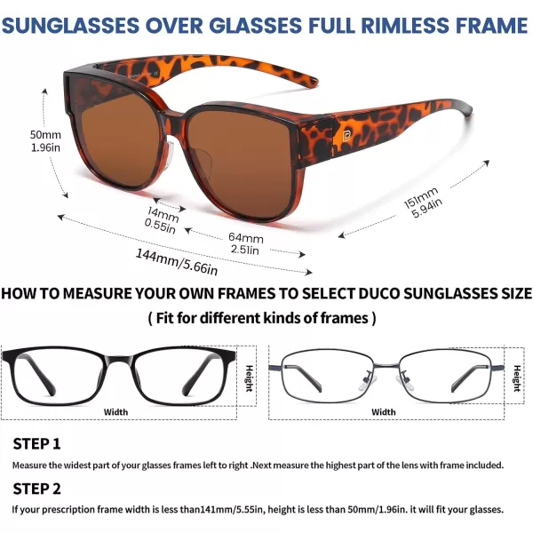 DUCO Fit Over Sunglasses for Men Women Over Glasses Retro Round Wraparound Polarized Sun Glasses DC8961Tortoise Frame Brown Lens