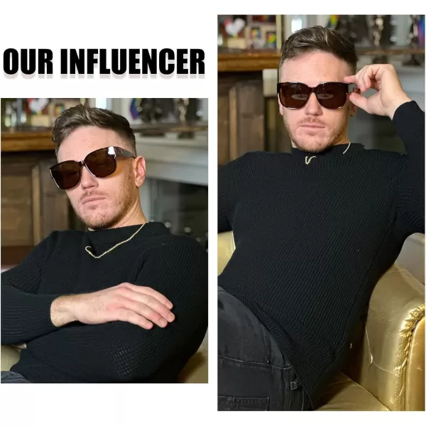 DUCO Fit Over Sunglasses for Men Women Over Glasses Retro Round Wraparound Polarized Sun Glasses DC8961Tortoise Frame Brown Lens