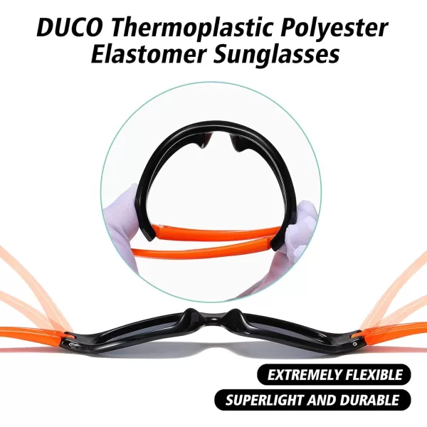 DUCO Kids Sunglasses Boys Girls Sports Polarized Sunglasses Youth Baseball Sunglasses for Kids UV Protection Age 610 K006Black Frame Orange Temple