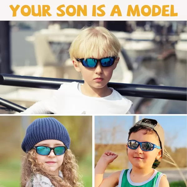 DUCO Kids Sunglasses Boys Girls Sports Polarized Sunglasses Youth Baseball Sunglasses for Kids UV Protection Age 610 K006Black Frame Orange Temple Grey Lens
