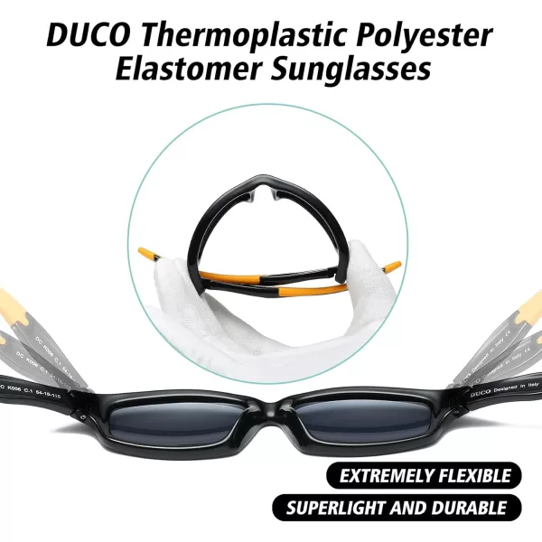 DUCO Kids Sunglasses Boys Girls Sports Polarized Sunglasses Youth Baseball Sunglasses for Kids UV Protection Age 610 K006Black Frame Orange Temple Grey Lens
