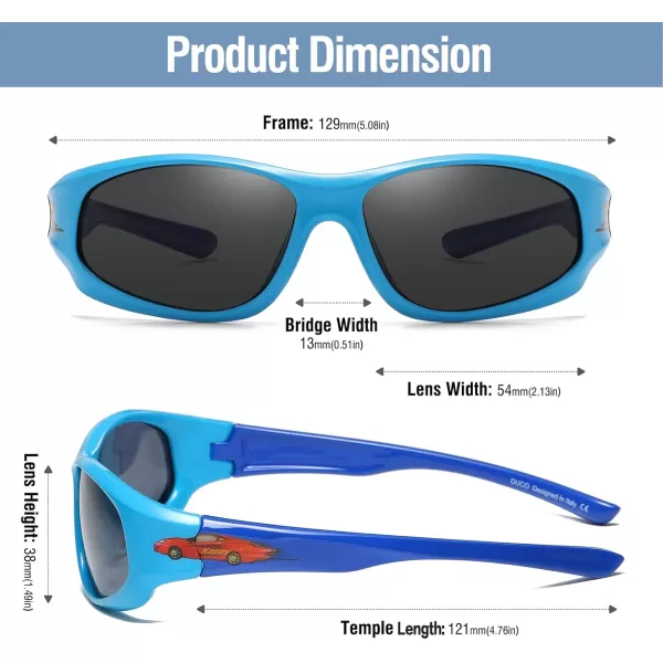 DUCO Kids Sunglasses Boys Girls Sports Polarized Sunglasses Youth Baseball Sunglasses for Kids UV Protection Age 610 K006Blue Frame Blue Temple