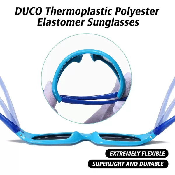 DUCO Kids Sunglasses Boys Girls Sports Polarized Sunglasses Youth Baseball Sunglasses for Kids UV Protection Age 610 K006Blue Frame Blue Temple