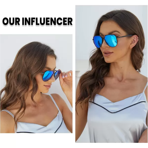 DUCO Mens Sunglasses Retro Oversized Metal Frame Vintage Polarized Sunglasses for Women Fashion Shades UV Protection DC3039Black Frame Revo Blue Lens
