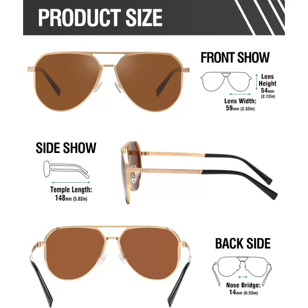 DUCO Mens Sunglasses Retro Oversized Metal Frame Vintage Polarized Sunglasses for Women Fashion Shades UV Protection DC3039Gold Frame Brown Lens
