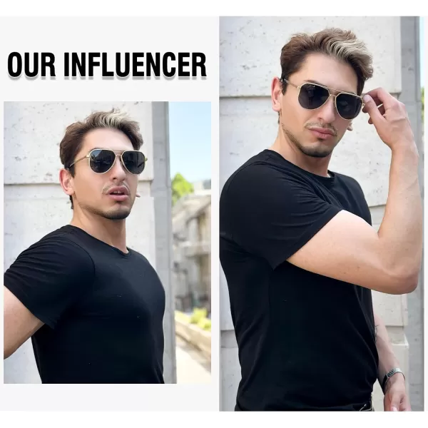 DUCO Mens Sunglasses Retro Oversized Metal Frame Vintage Polarized Sunglasses for Women Fashion Shades UV Protection DC3039Gold Frame Grey Lens