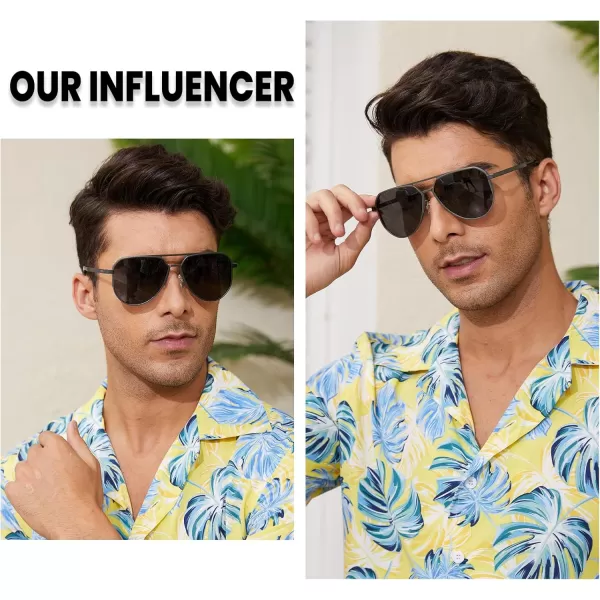 DUCO Mens Sunglasses Retro Oversized Metal Frame Vintage Polarized Sunglasses for Women Fashion Shades UV Protection DC3039Gunmetal Frame Grey Lens