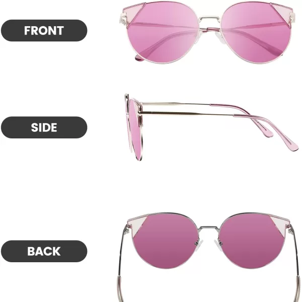 DUCO Oversized Cat Eye Sunglasses for Women Retro Round Polarized Sun Glasses UV400 Protection W018Gold Purple