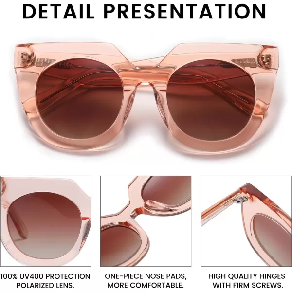 DUCO Oversized Cat Eye Sunglasses for Women Trendy Sunglasses 1201Champagne Frame Brown Lens