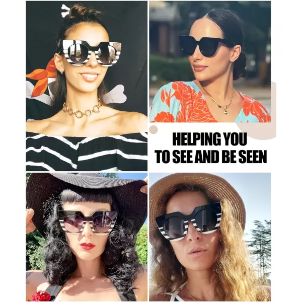 DUCO Oversized Cat Eye Sunglasses for Women Trendy Sunglasses 1201Tortoise Frame Brown Lens