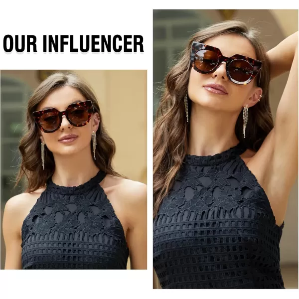 DUCO Oversized Cat Eye Sunglasses for Women Trendy Sunglasses 1201Tortoise Frame Brown Lens