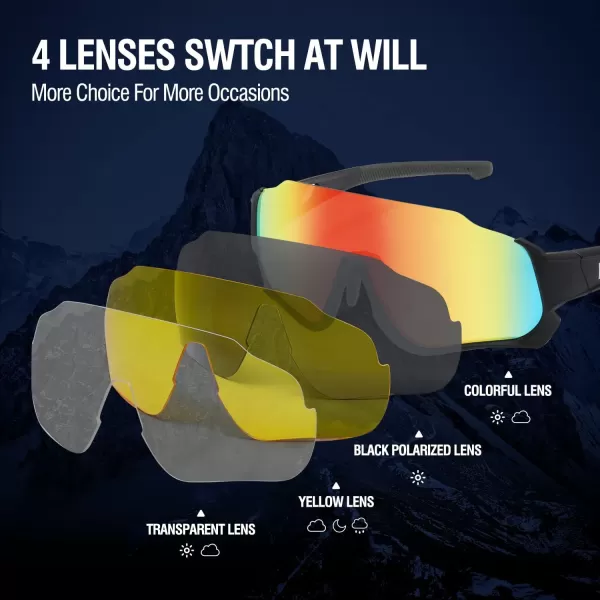 DUCO Polarized Kids Sunglasses Youth Baseball Sun Glasses Sports Teens Cycling Shades Boys Girls with 3 Lenses DK280Black Frame Black Temple Orange Colorful Lens