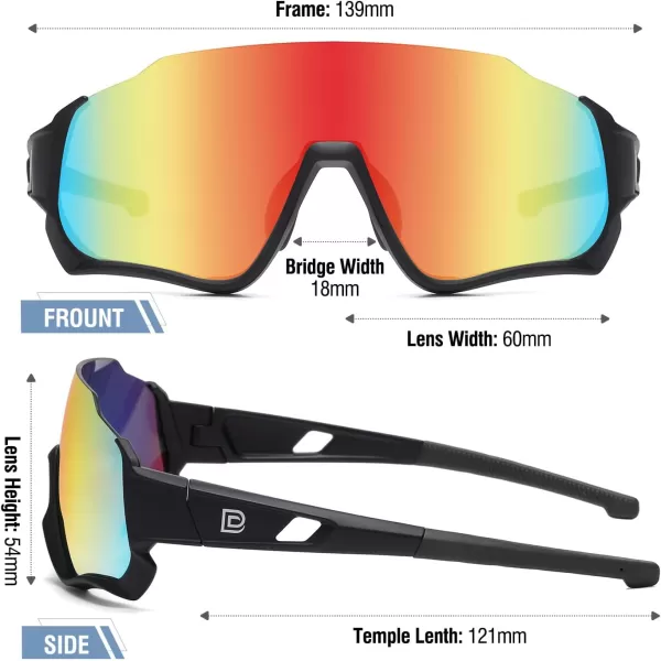 DUCO Polarized Kids Sunglasses Youth Baseball Sun Glasses Sports Teens Cycling Shades Boys Girls with 3 Lenses DK280Black Frame Black Temple Orange Colorful Lens