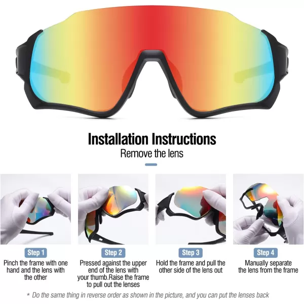 DUCO Polarized Kids Sunglasses Youth Baseball Sun Glasses Sports Teens Cycling Shades Boys Girls with 3 Lenses DK280Black Frame Black Temple Orange Colorful Lens
