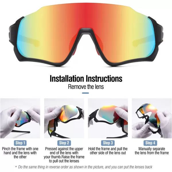 DUCO Polarized Kids Sunglasses Youth Baseball Sun Glasses Sports Teens Cycling Shades Boys Girls with 3 Lenses DK280Black Frame Red Temple Orange Colorful Lens