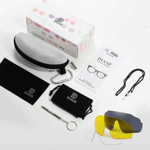 DUCO Polarized Kids Sunglasses Youth Baseball Sun Glasses Sports Teens Cycling Shades Boys Girls with 3 Lenses DK280Blue Frame White Temple Pink Colorful Lens