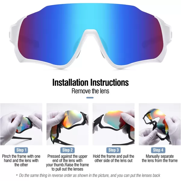 DUCO Polarized Kids Sunglasses Youth Baseball Sun Glasses Sports Teens Cycling Shades Boys Girls with 3 Lenses DK280White Frame Grey Temple Blue Colorful Lens