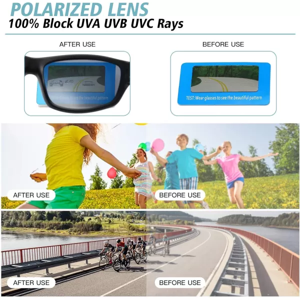 DUCO Polarized Kids Sunglasses with Strap for Boys Girls Youth Sports Baseball Sunglasses 100 UV Protection K029Black