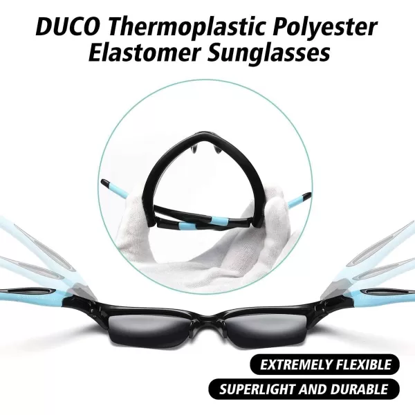 DUCO Polarized Kids Sunglasses with Strap for Boys Girls Youth Sports Baseball Sunglasses 100 UV Protection K029Black