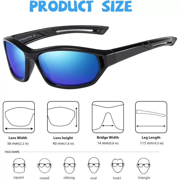 DUCO Polarized Kids Sunglasses with Strap for Boys Girls Youth Sports Baseball Sunglasses 100 UV Protection K029Black Frame Black Temple