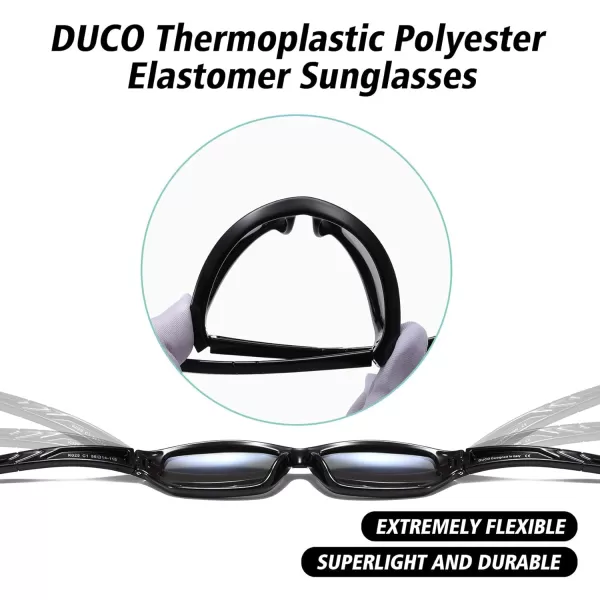 DUCO Polarized Kids Sunglasses with Strap for Boys Girls Youth Sports Baseball Sunglasses 100 UV Protection K029Black Frame Black Temple