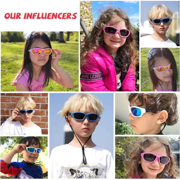 DUCO Polarized Kids Sunglasses with Strap for Boys Girls Youth Sports Baseball Sunglasses 100 UV Protection K029Black Frame Red Temple